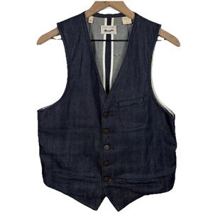 Marc Jacobs xWrangler Selvedge Denim Vest Waistcoat Workwear Size M Indigo Blue